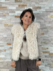 Curly faux lambskin vest BETH in light beige
