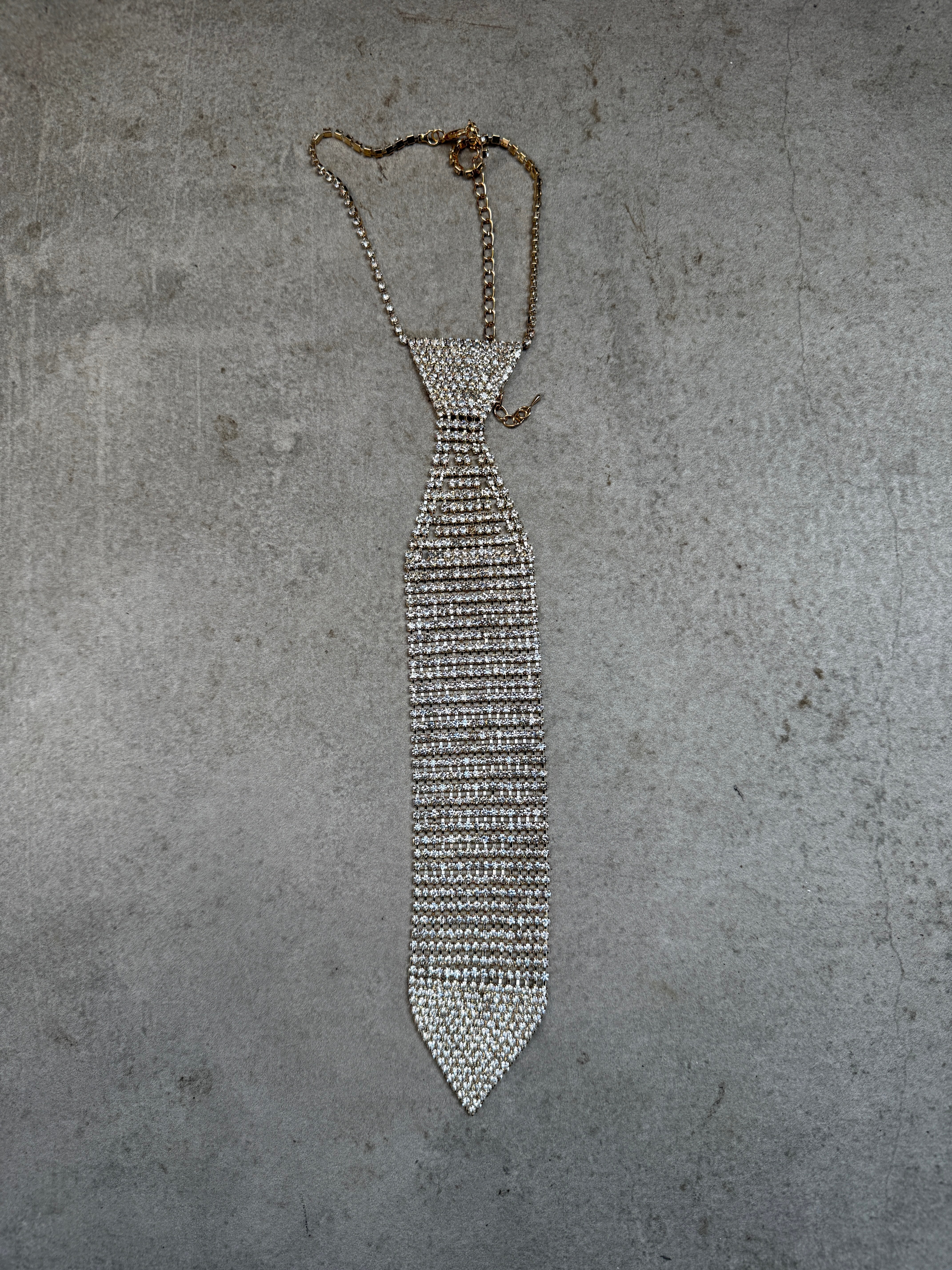 Krawatten Kette mit Strasssteinen Gold