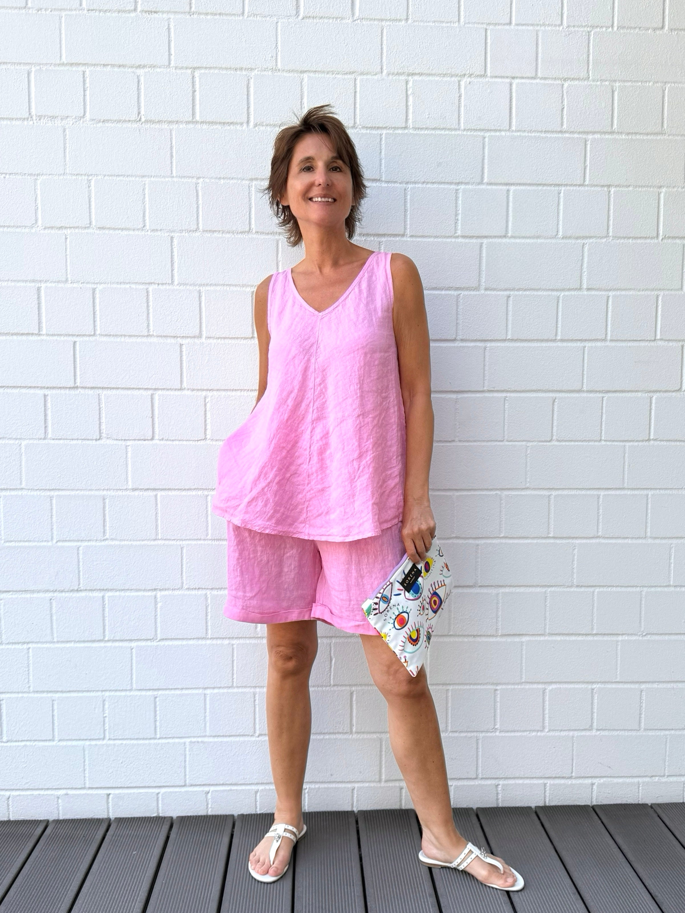 Leinen-Top MARIO A-Form in Pink