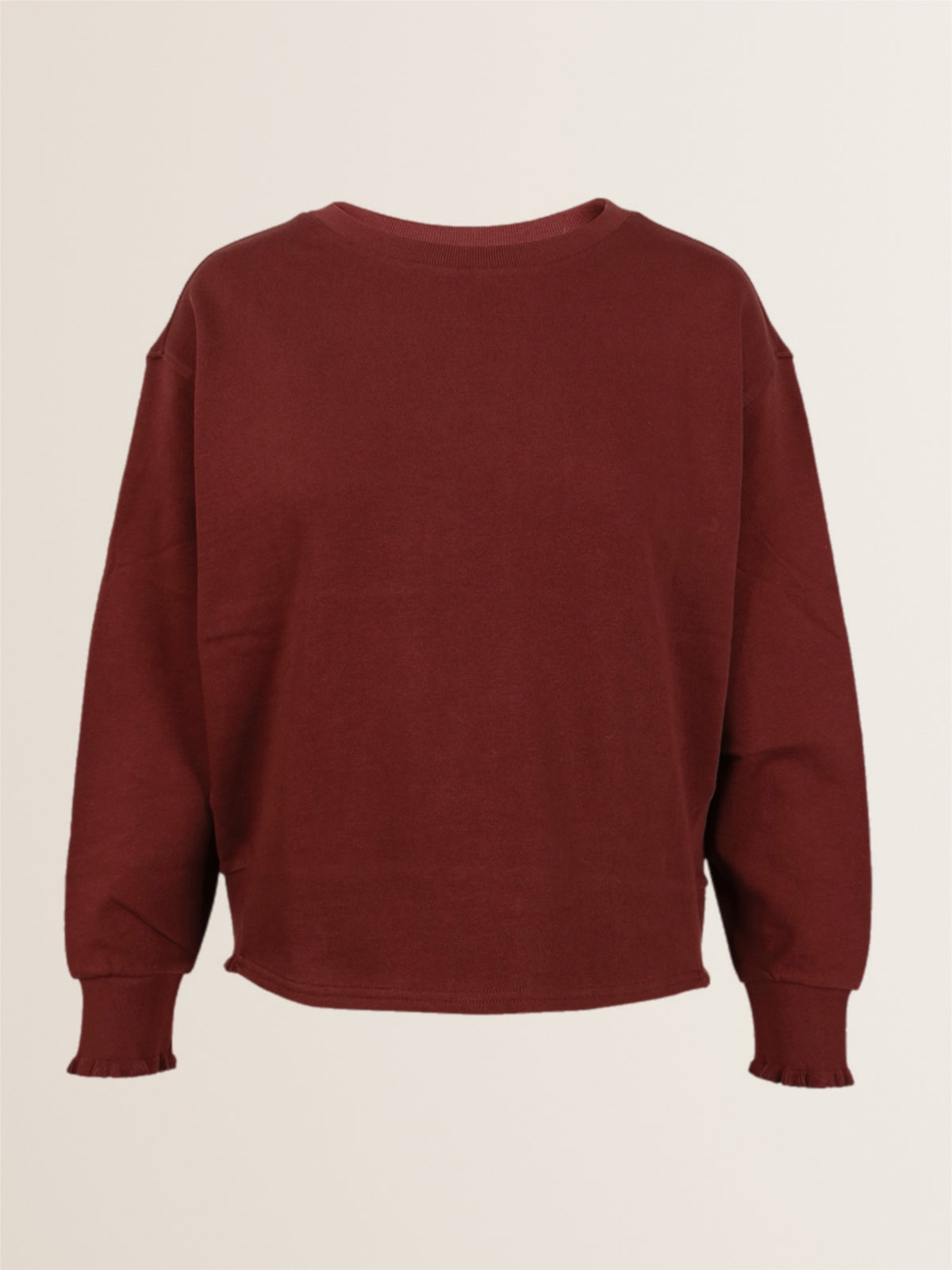 ROSE sweatshirt with ruffle details in wine red