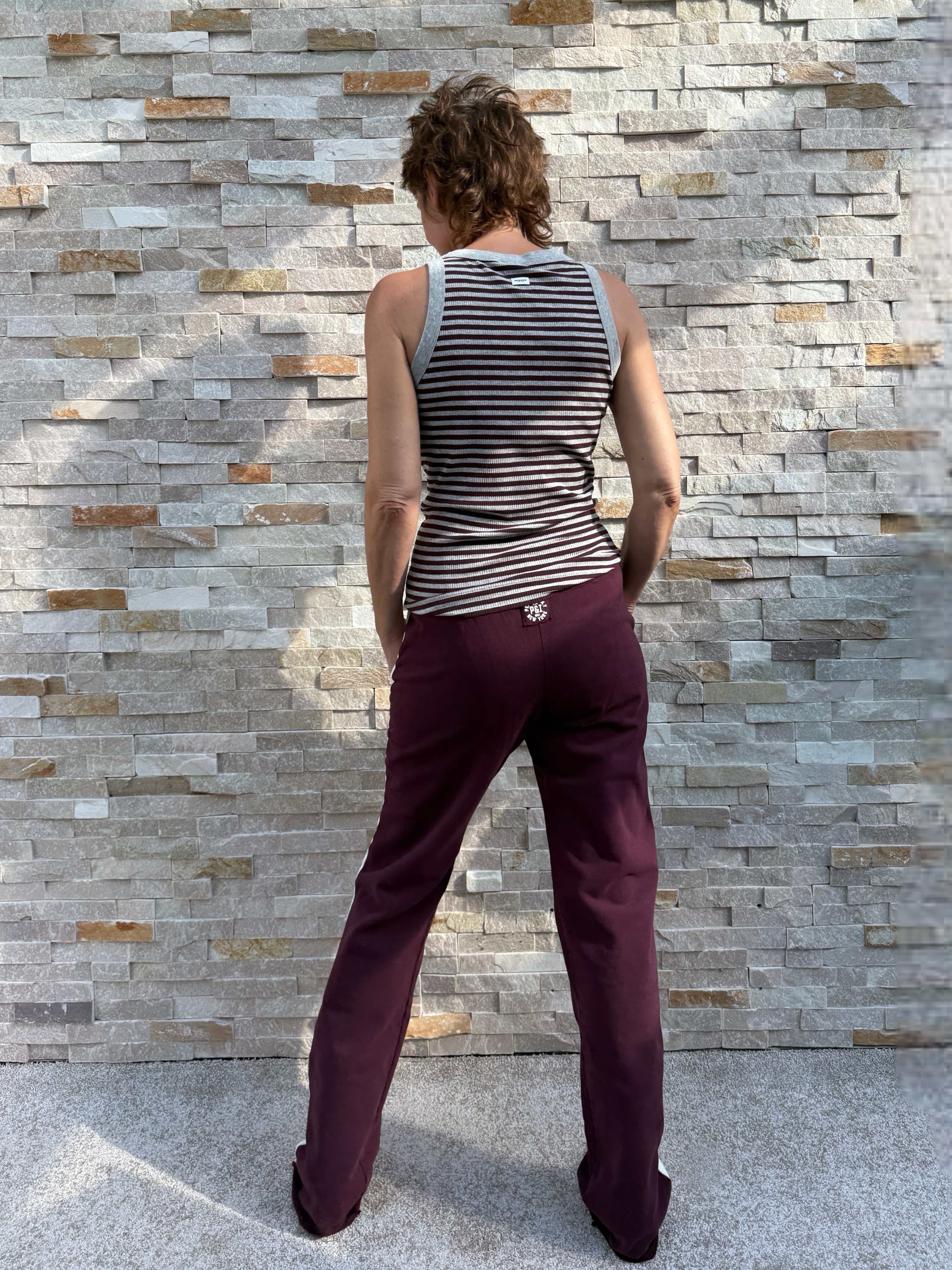 Tank Top mit Streifen in Grau-Aubergine