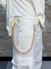 Hosenkette  / Taschenkette Handykette in Pearl, Karabiner Gold