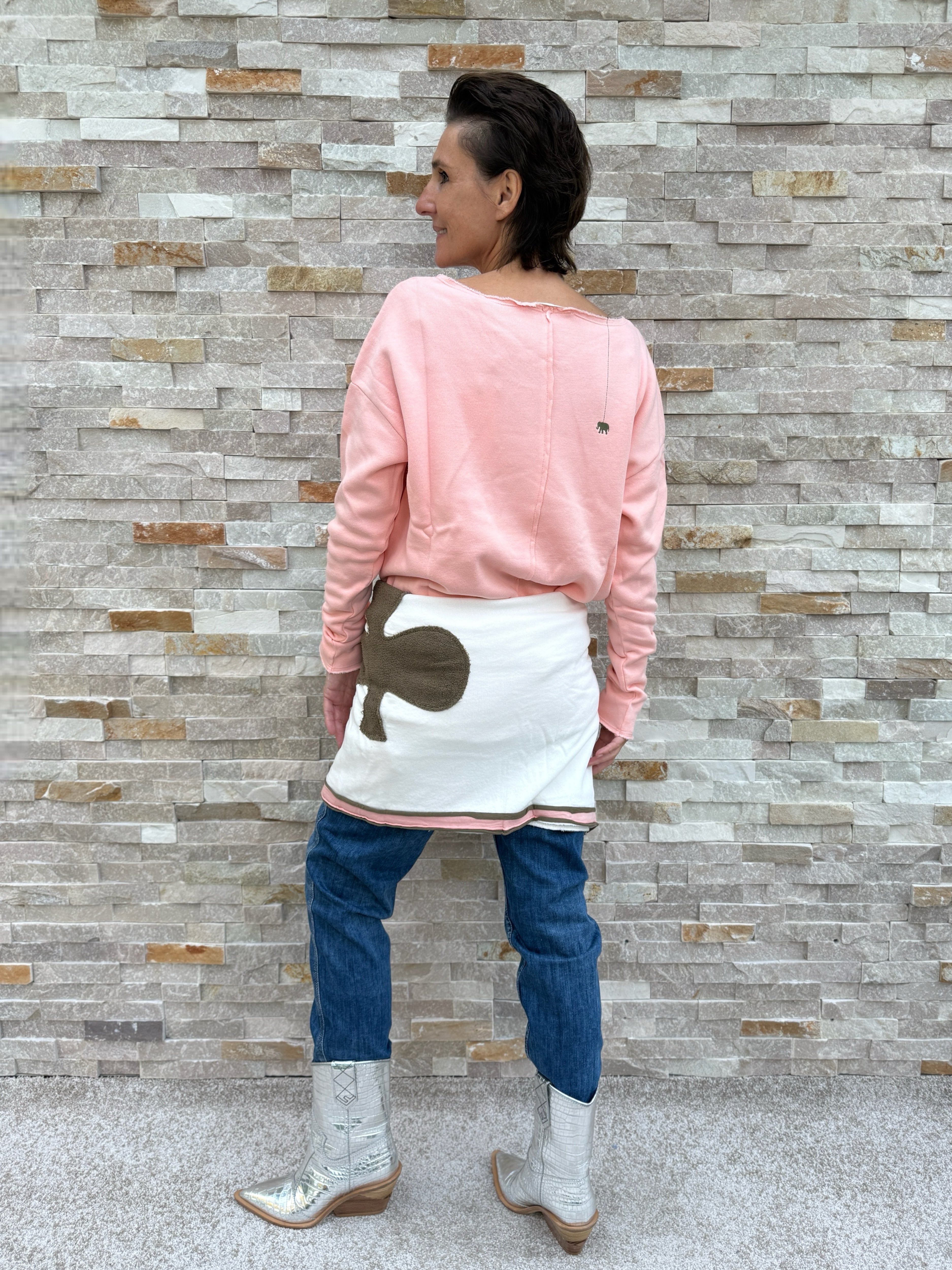 GARA sweatshirt with raw edges in Salmon