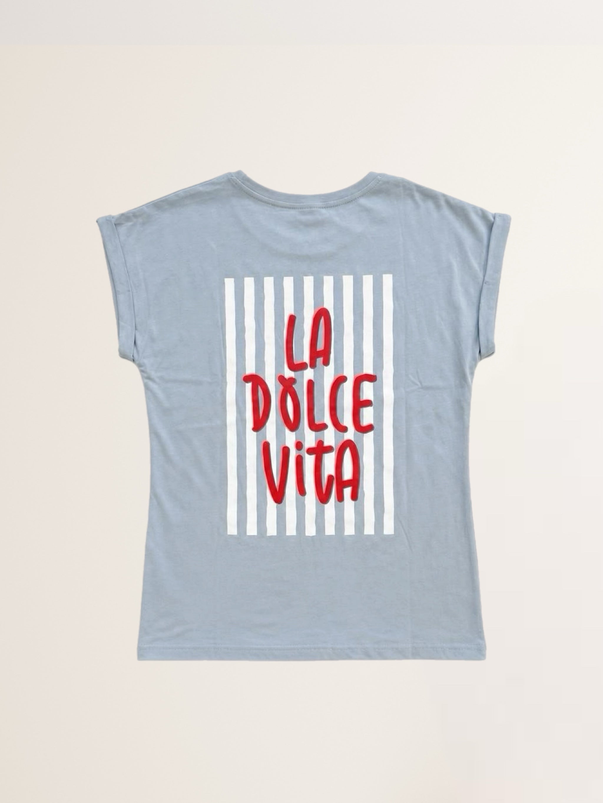 T-Shirt ohne Ärmel Rückendruck La Dolce Vita in Blue