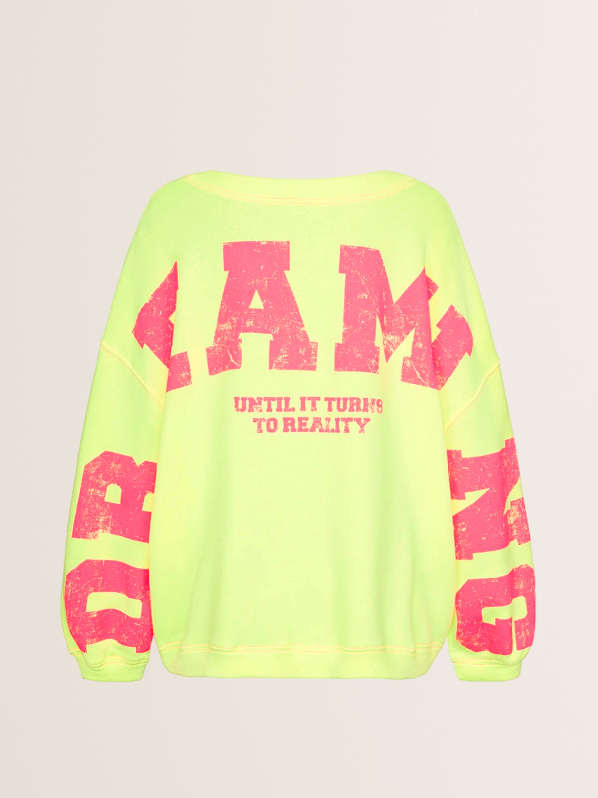 Oversized Sweatshirt Sky Dreaming in Neon Yellow with Pink