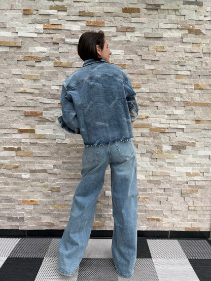Jeans Hemd-Jacke BETH mit ER Logo in Mittelblau