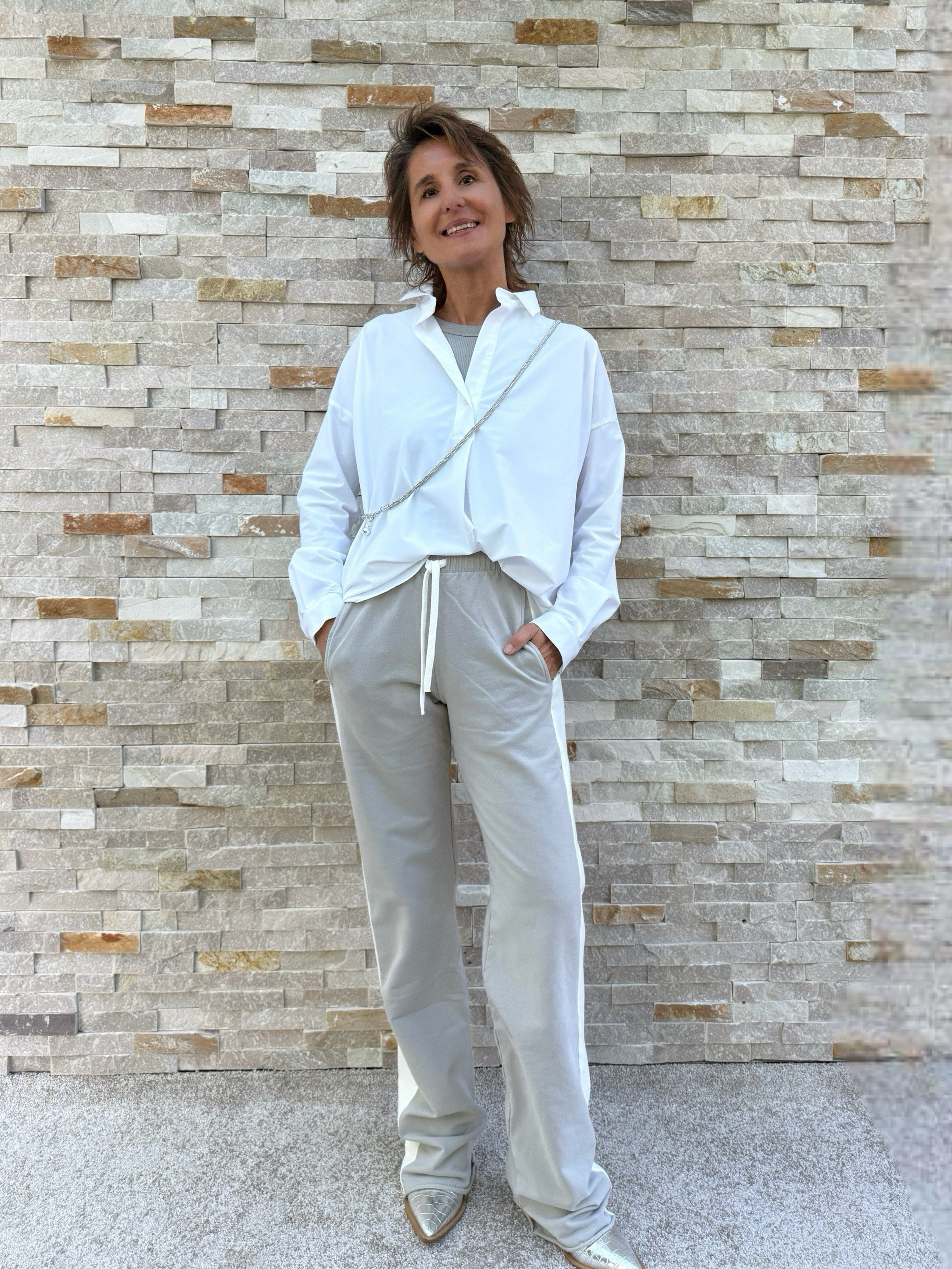Track Pants mit Galon Steifen in Mineral