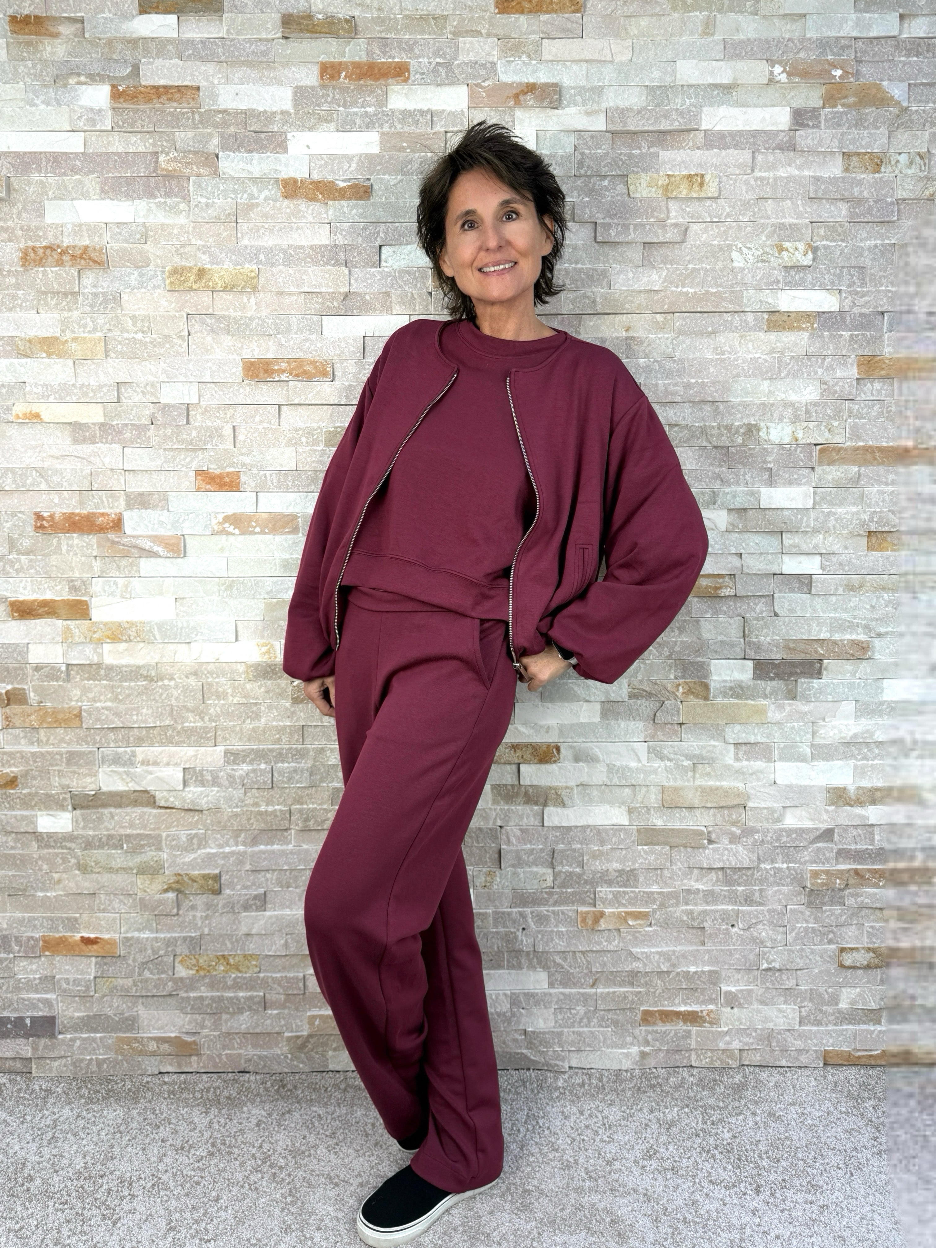 Jersey Hose aus Scuba in Bordeaux