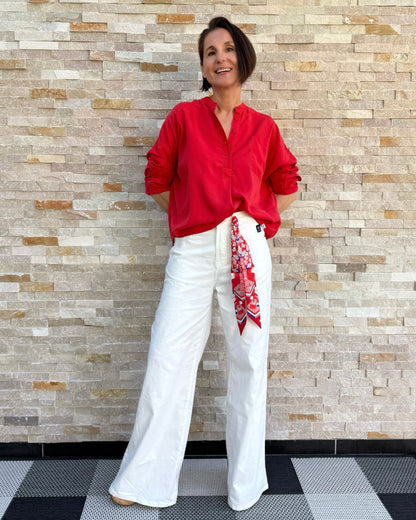 Lange Tunika Bluse aus Lyocell in Red