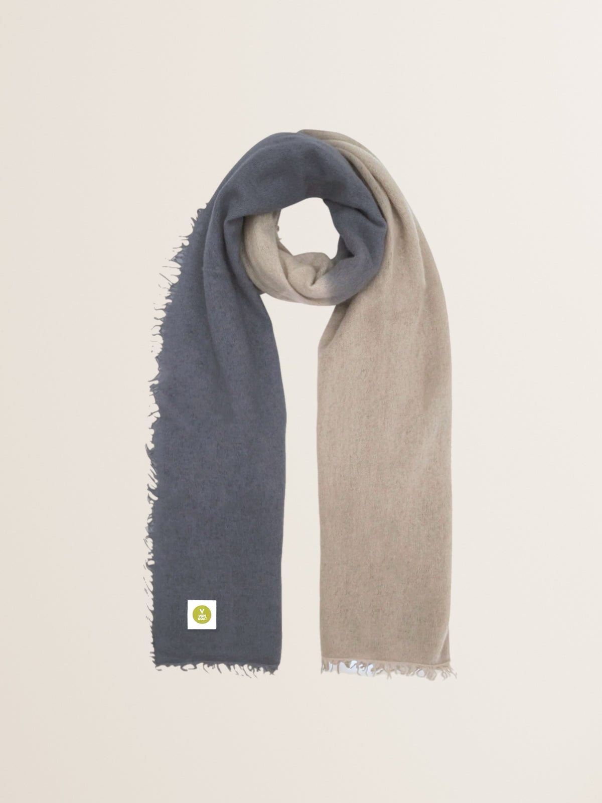 Cashmere Schal mit Farbverlauf in Anthazit mit Taupe