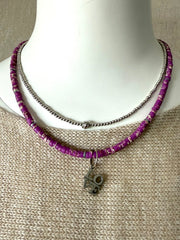 Halskette mit Perlen und Edelstahl MY LOVE in Purple Jasper
