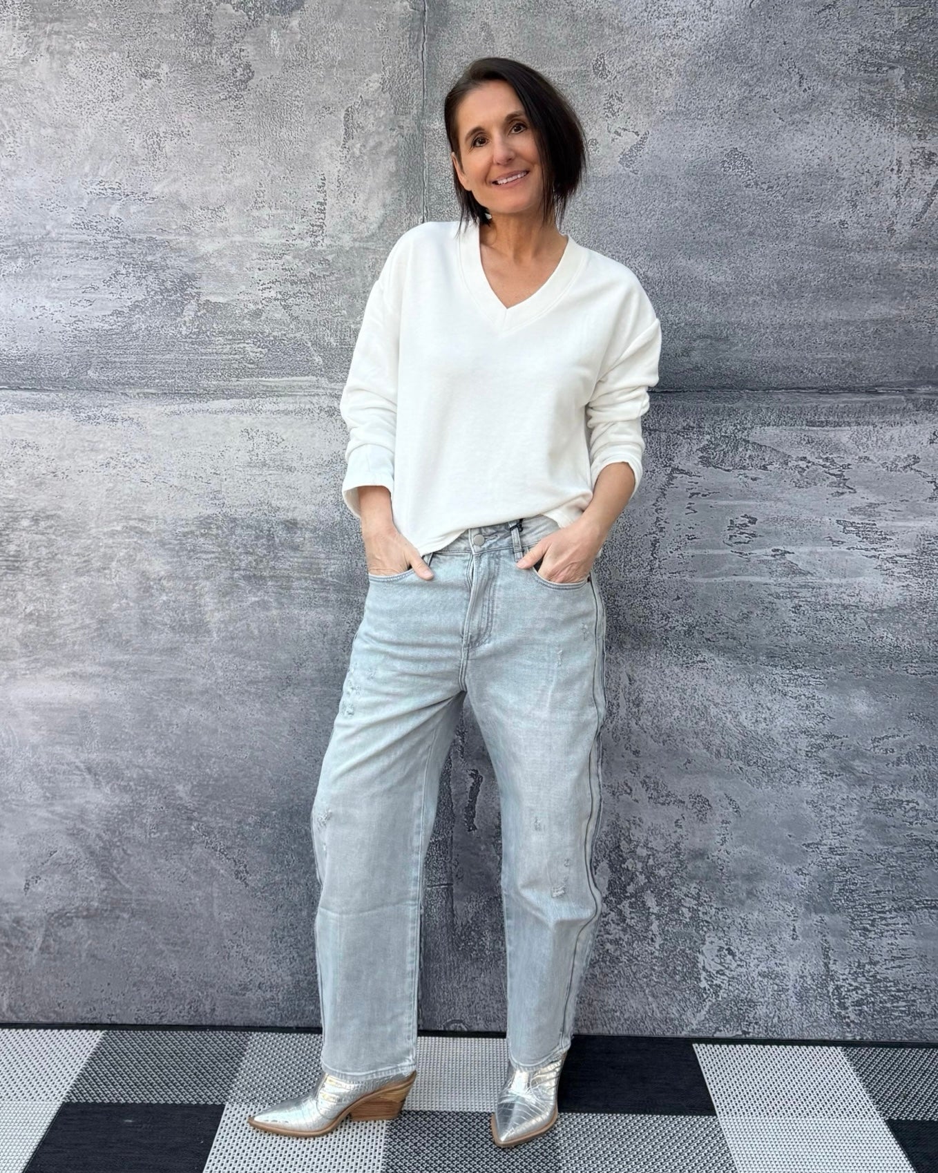 Jeans YOANA O-Shape in Snow Grey