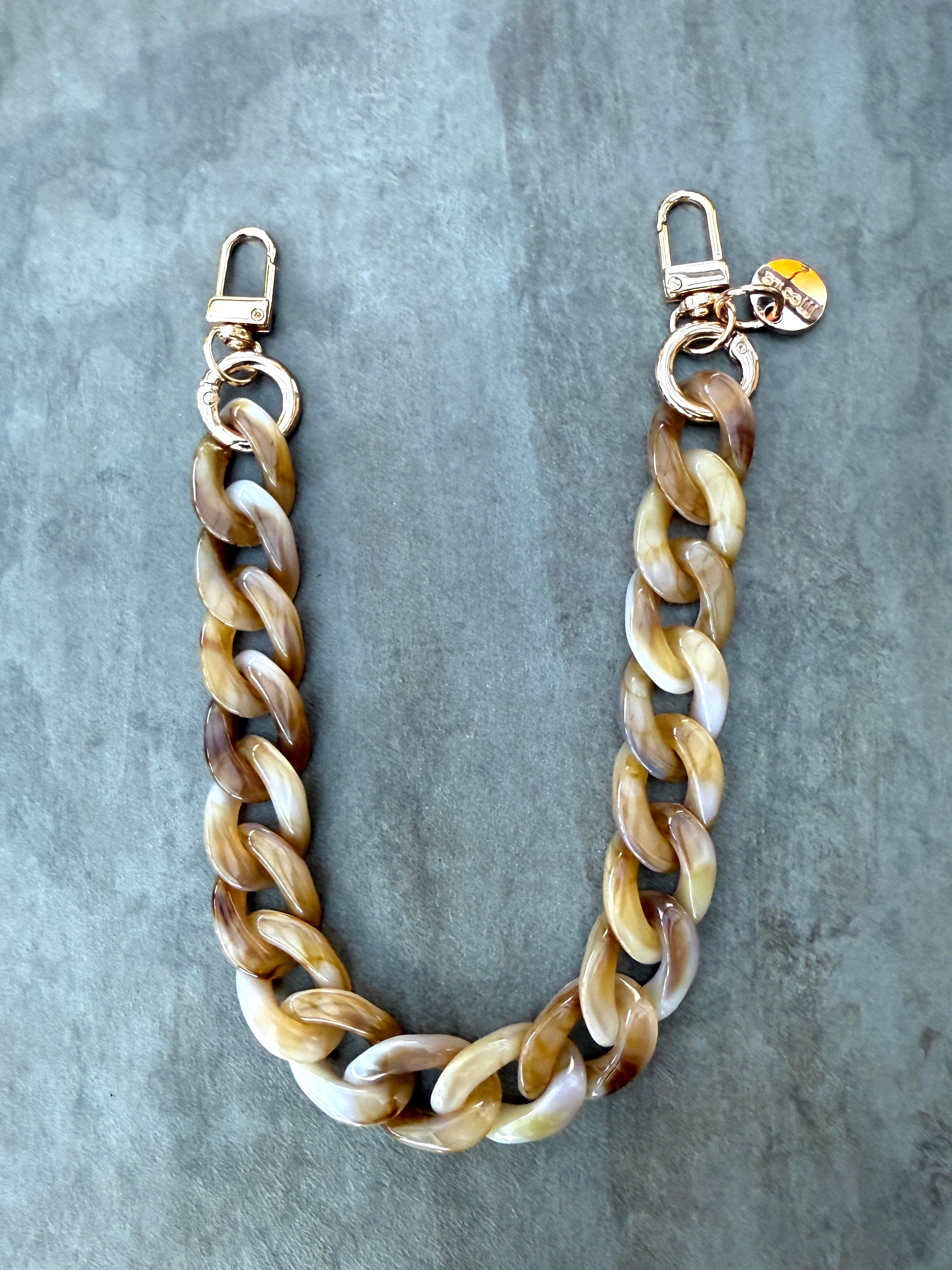 Hosen / Handykette in Camel-Braun mit Gold