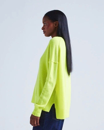 Boxy Casmere Pullover KENZA in Neon Gelb