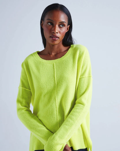 Boxy Casmere Pullover KENZA in Neon Gelb