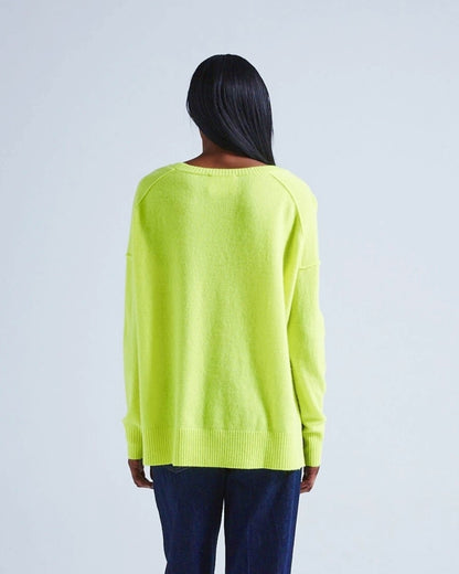 Boxy Casmere Pullover KENZA in Neon Gelb