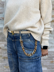 Hosen / Handykette in Camel-Braun mit Gold