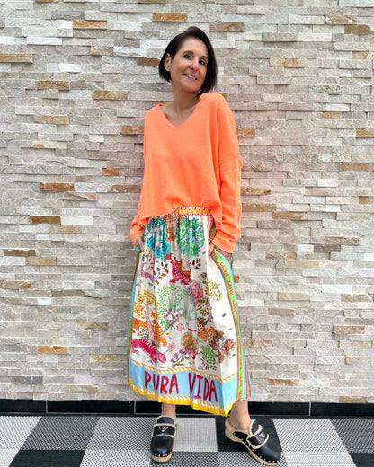 Sweatshirt Bio Baumwolle mit Palme in Orange