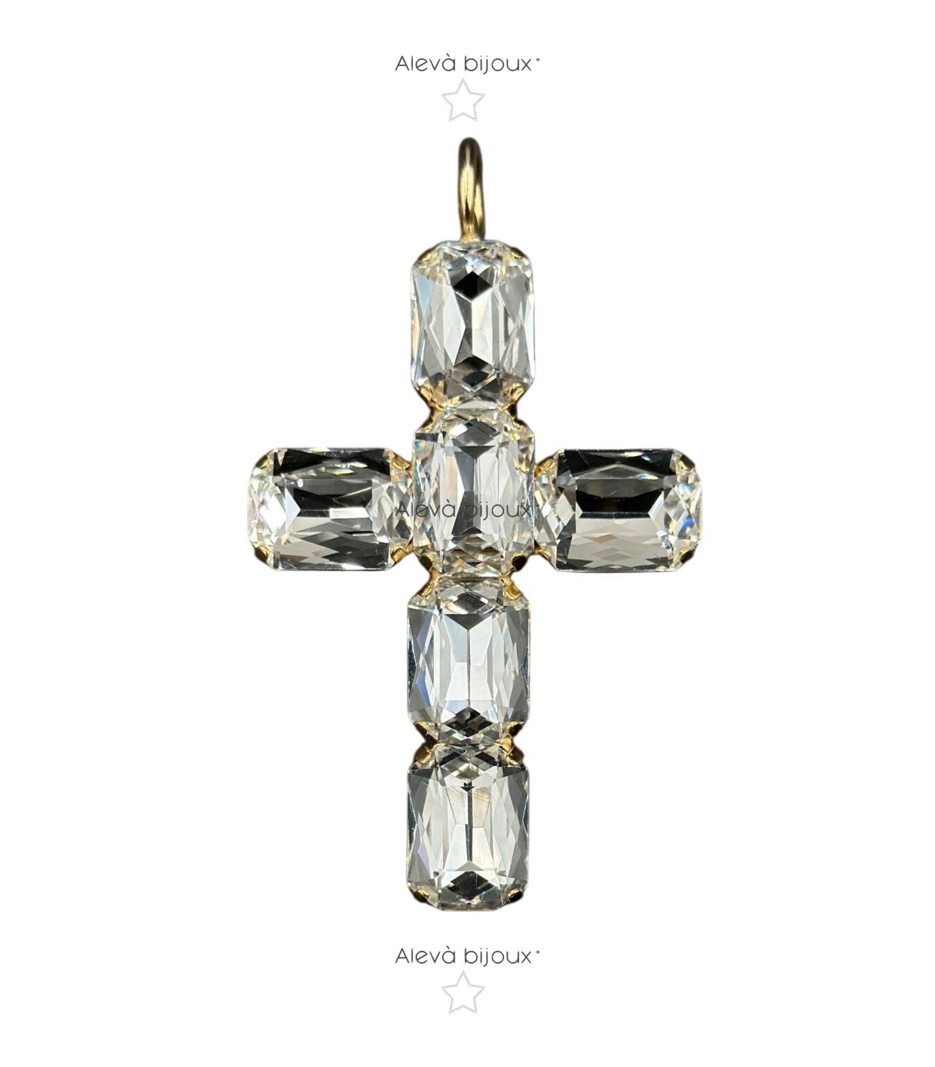 Schmuckanhänger Croce Princess großes Kreuz Christal-Gold