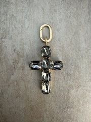 Schmuckanhänger Croce Princess  großes Kreuz Grau-Gold