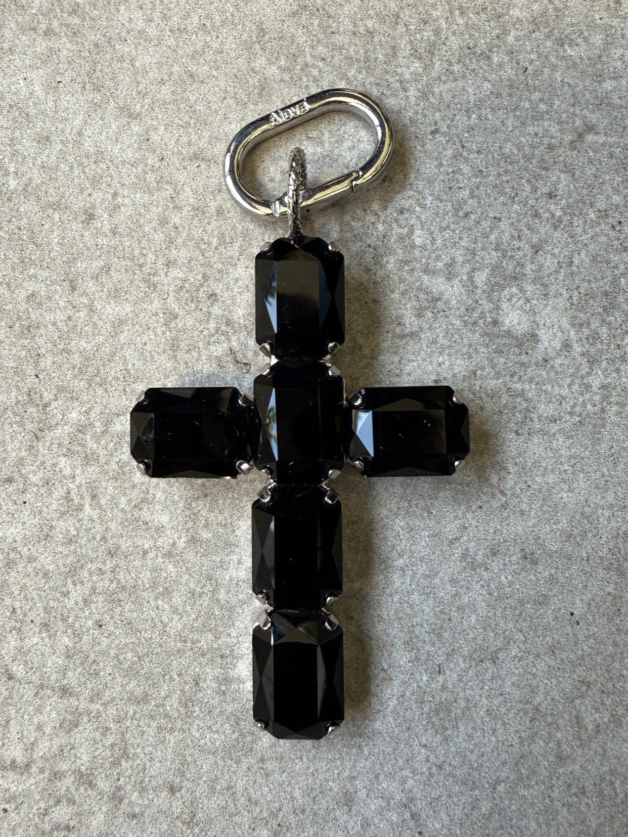 Schmuckanhänger CORNO ORO  großes Kreuz Schwarz-Silber