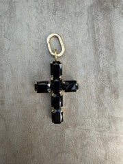 Schmuckanhänger Croce Princess  großes Kreuz Schwarz-Gold