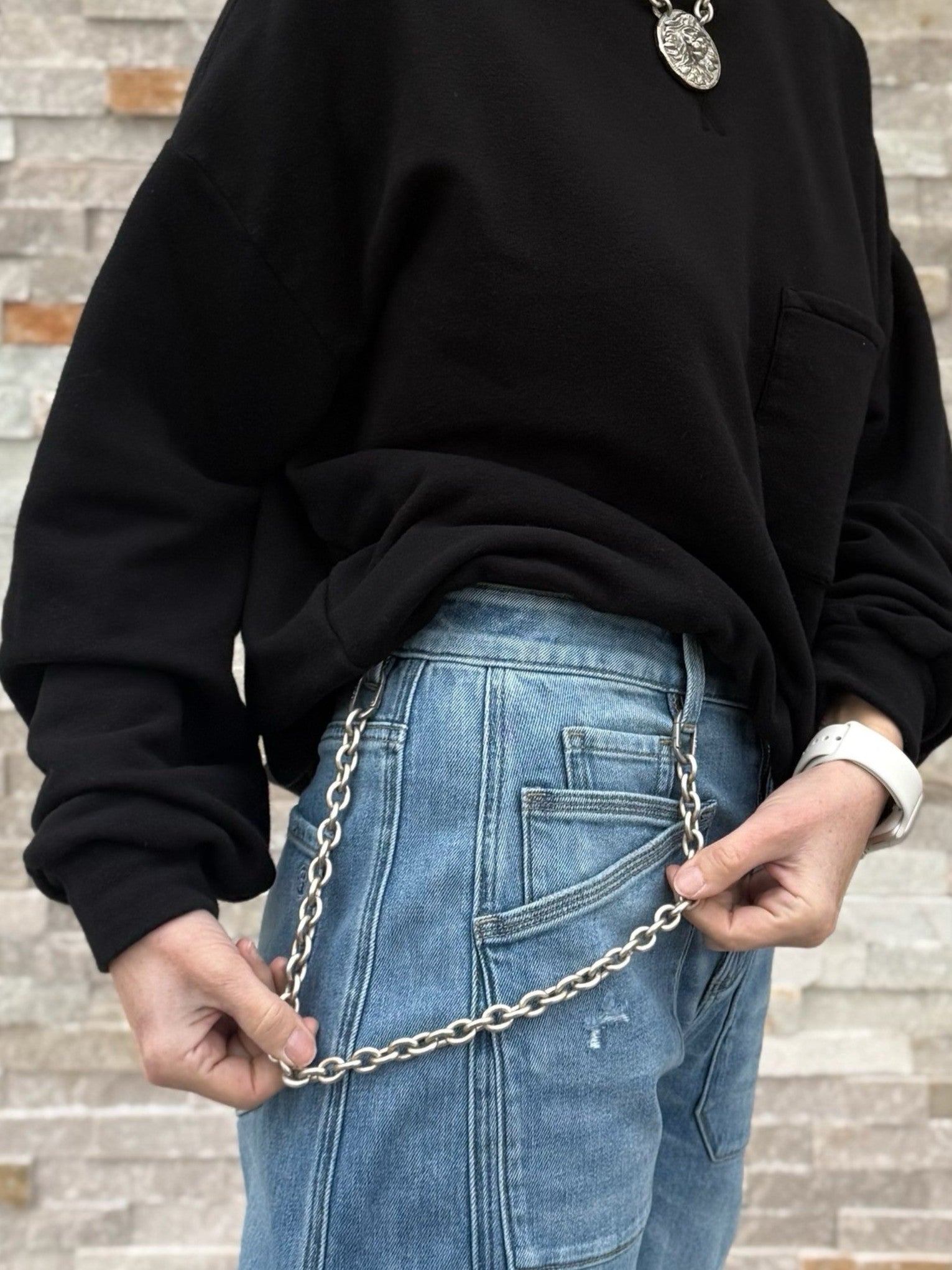 Hosenkette Silber Matt