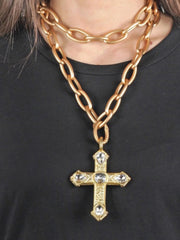 Kreuz Anhänger Demetra matt Gold mit Christal