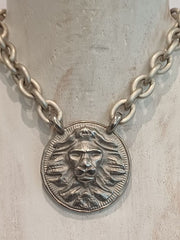 Halskette "NATA PER RUGGIRE" 38 cm matt Silber