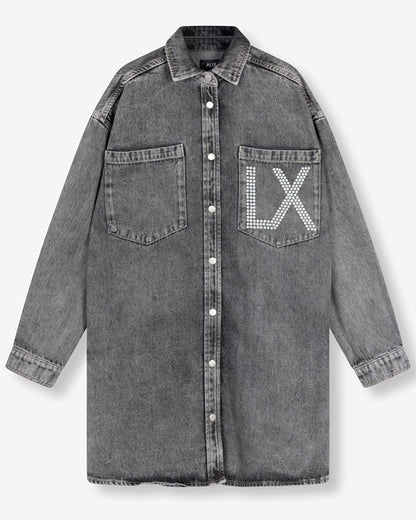 Jeanskleid / langes Jeanshemd in dark Grey Denim