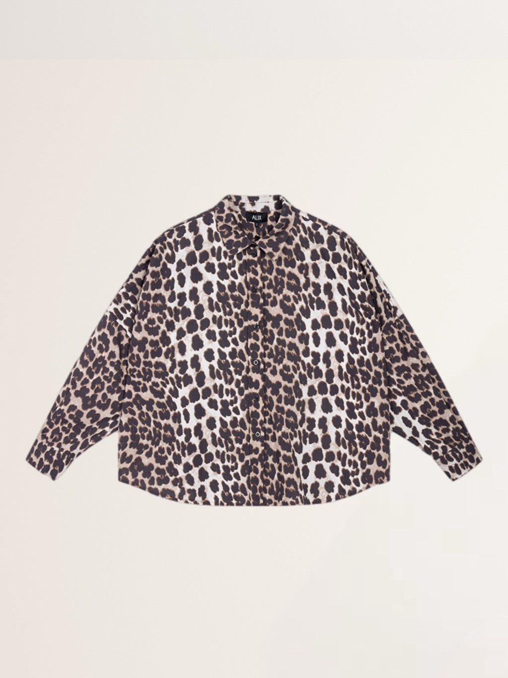 Oversized Blouse with Animal Print Beige-Brown