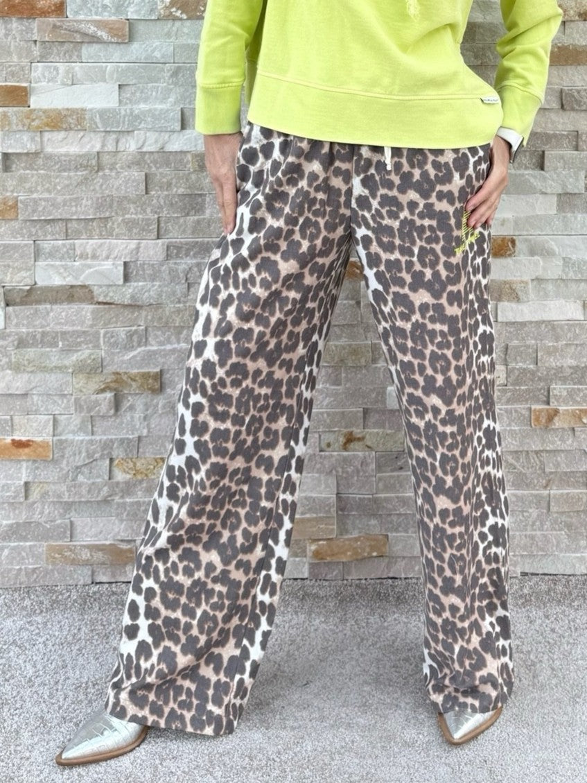 Track Pants mit Animal Print Beige-Braun