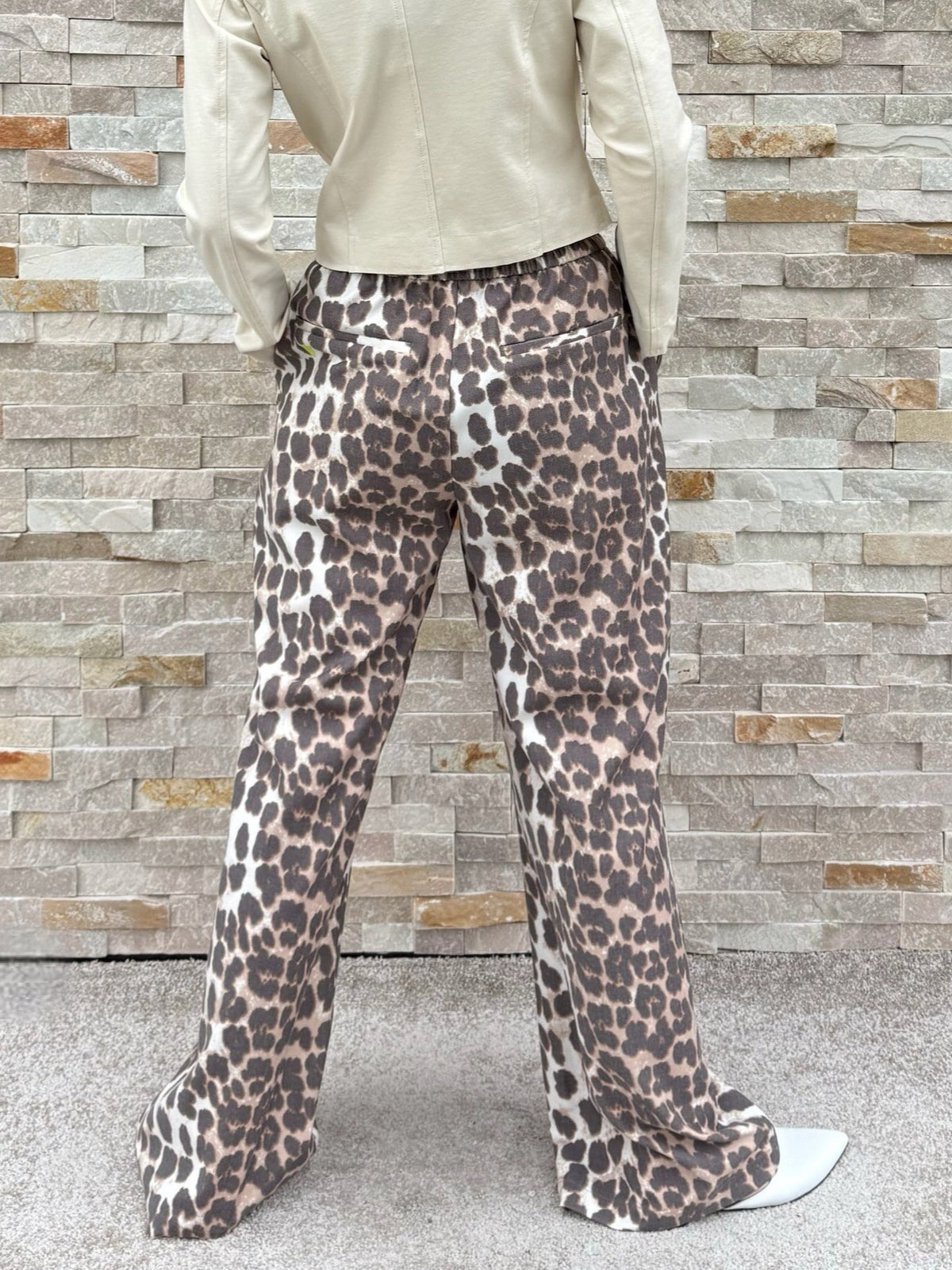 Track Pants mit Animal Print Beige-Braun