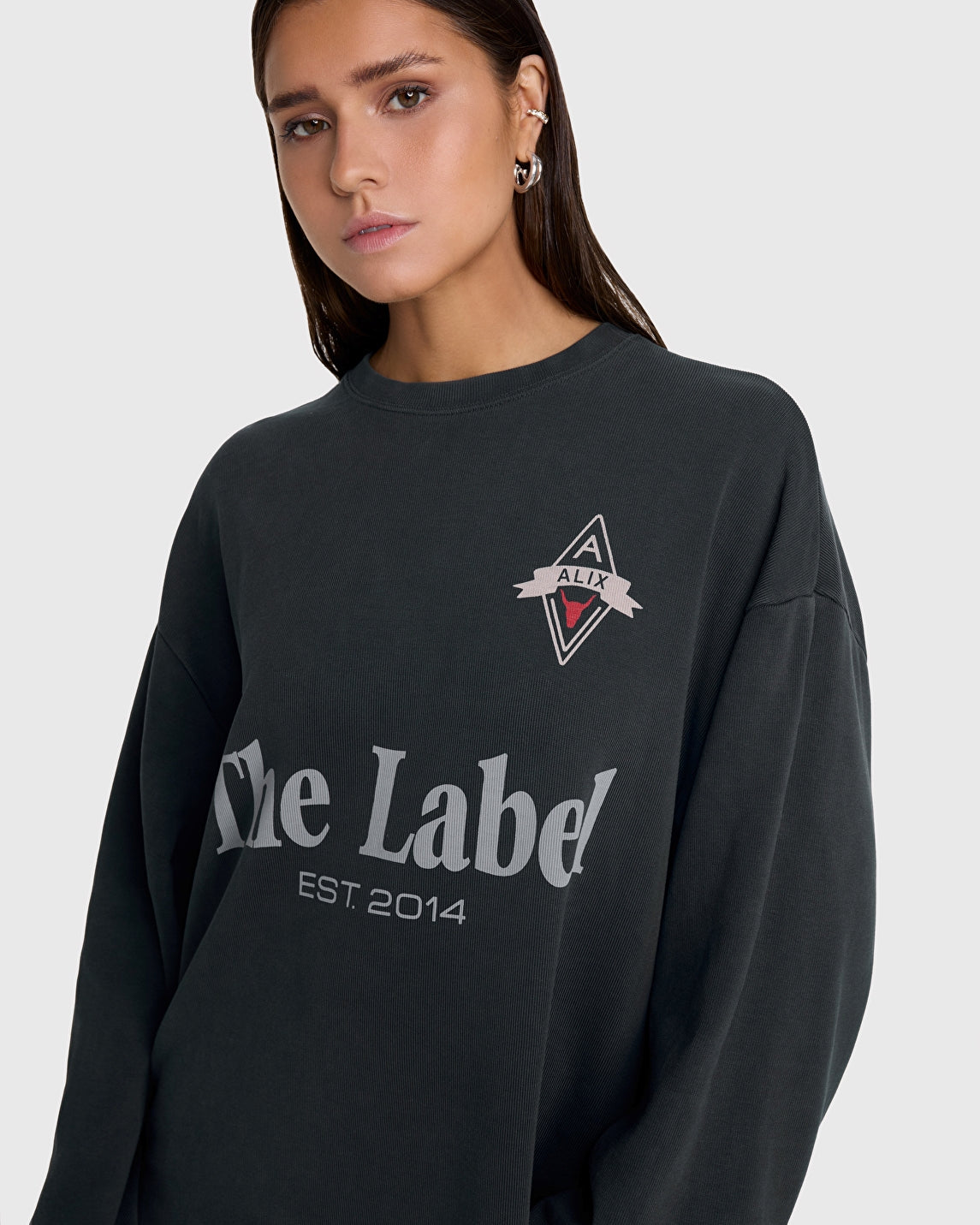 THE LABEL Sweatshirt Kleid Schwarz