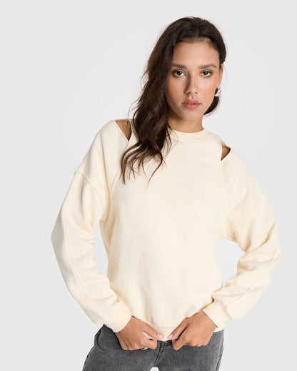 Cut out Sweatshirt in Cream