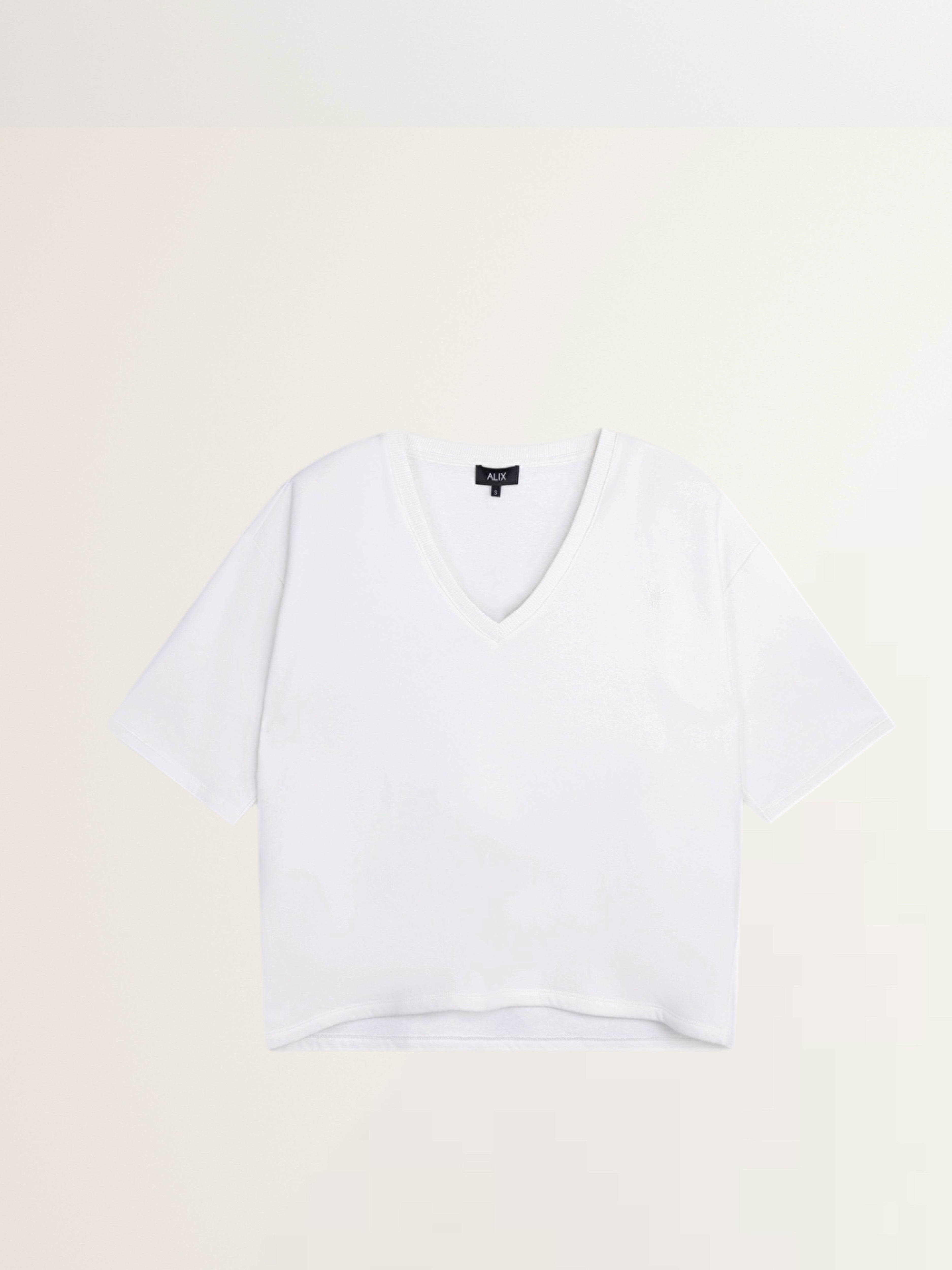 Oversized V-Neck Sweatshirt in Off-White