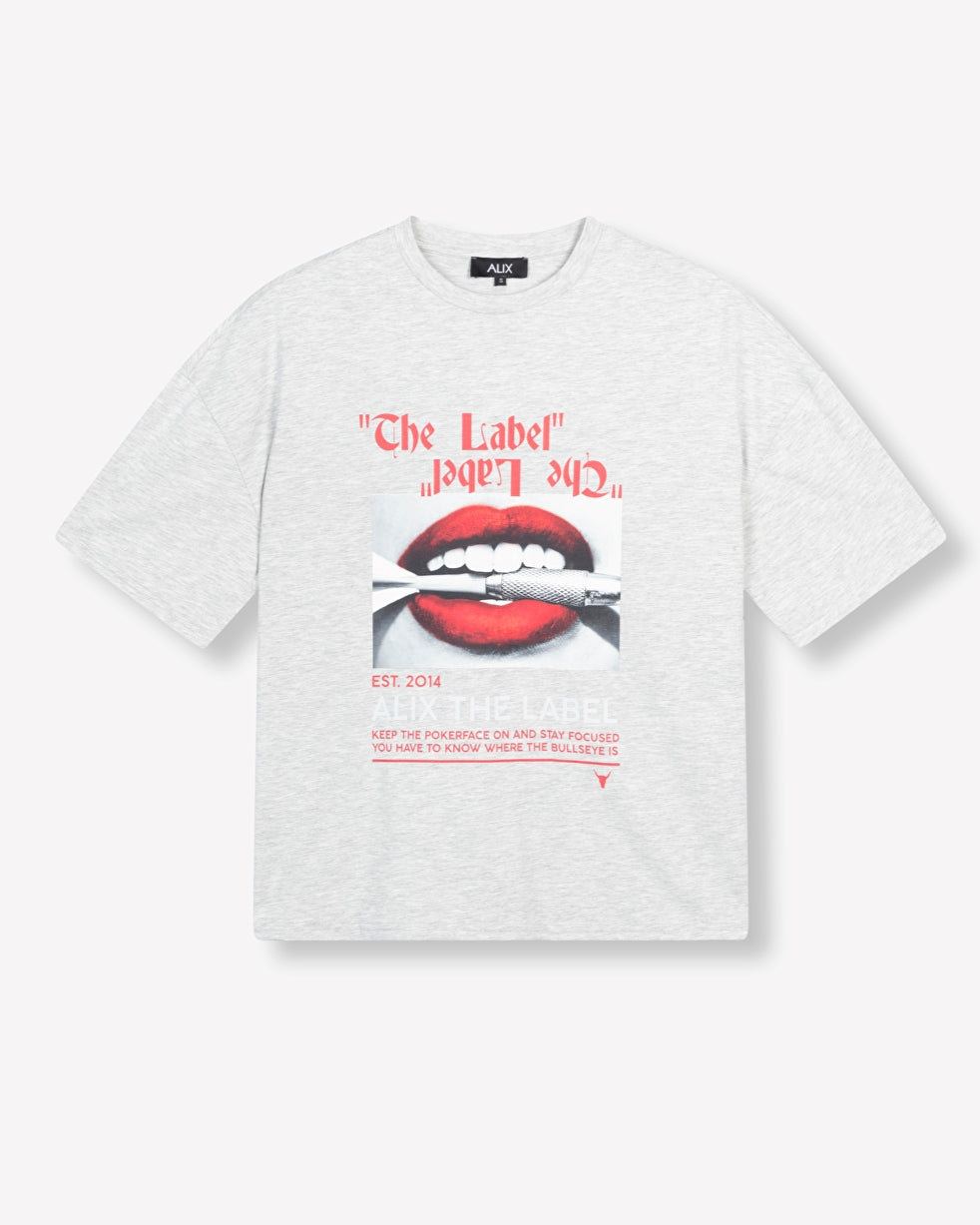 T-Shirt LIPS in soft Grey Melange