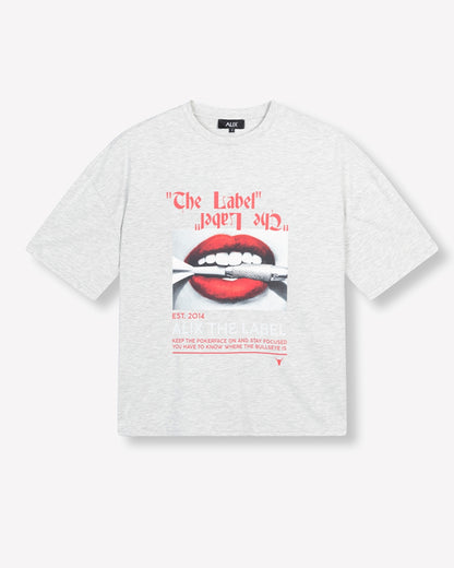 T-Shirt LIPS in soft Grey Melange