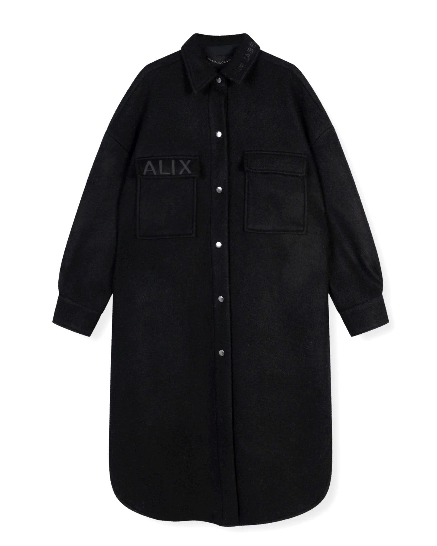 Overshirt Mantel Wolle in Schwarz