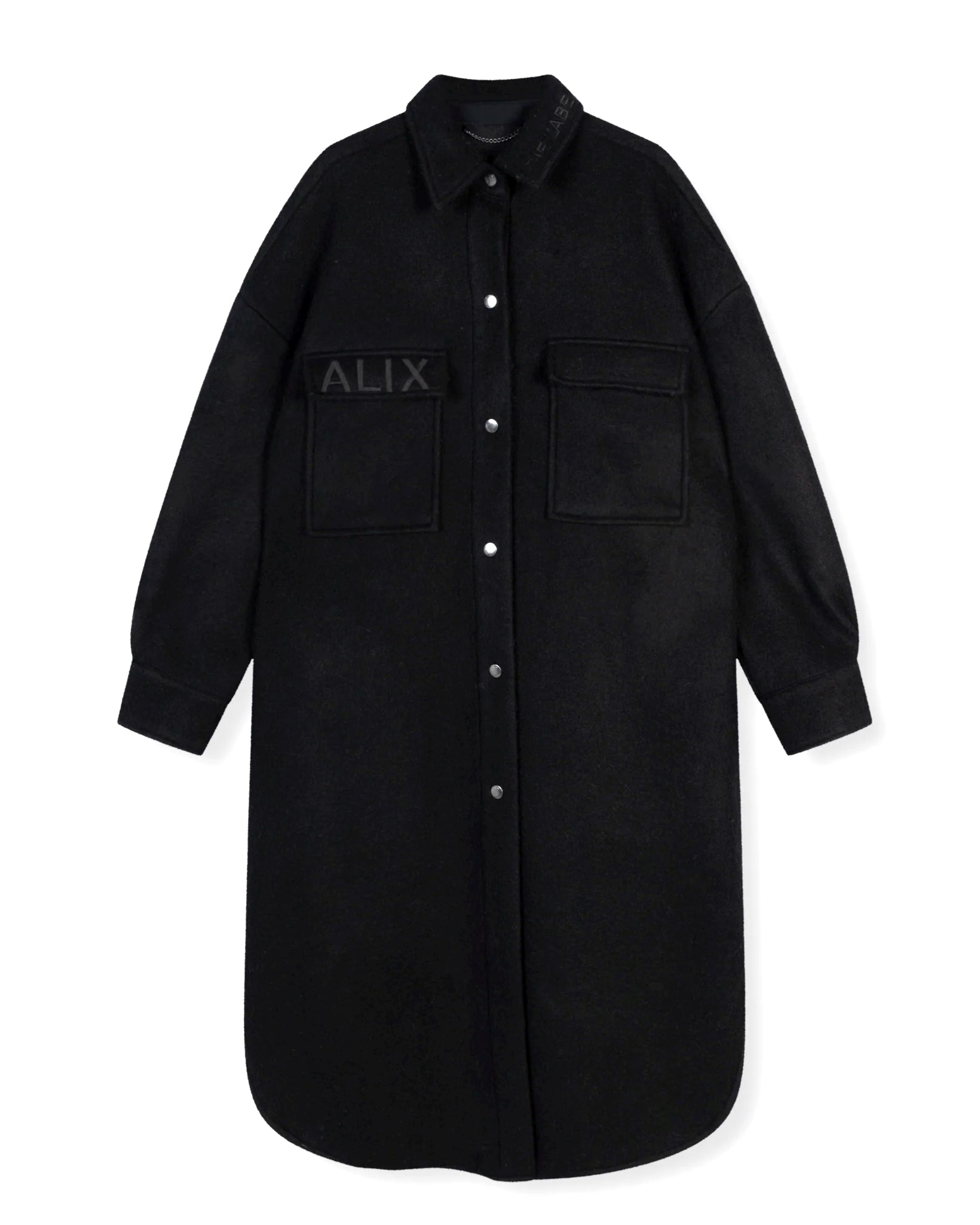 Overshirt Mantel Wolle in Schwarz