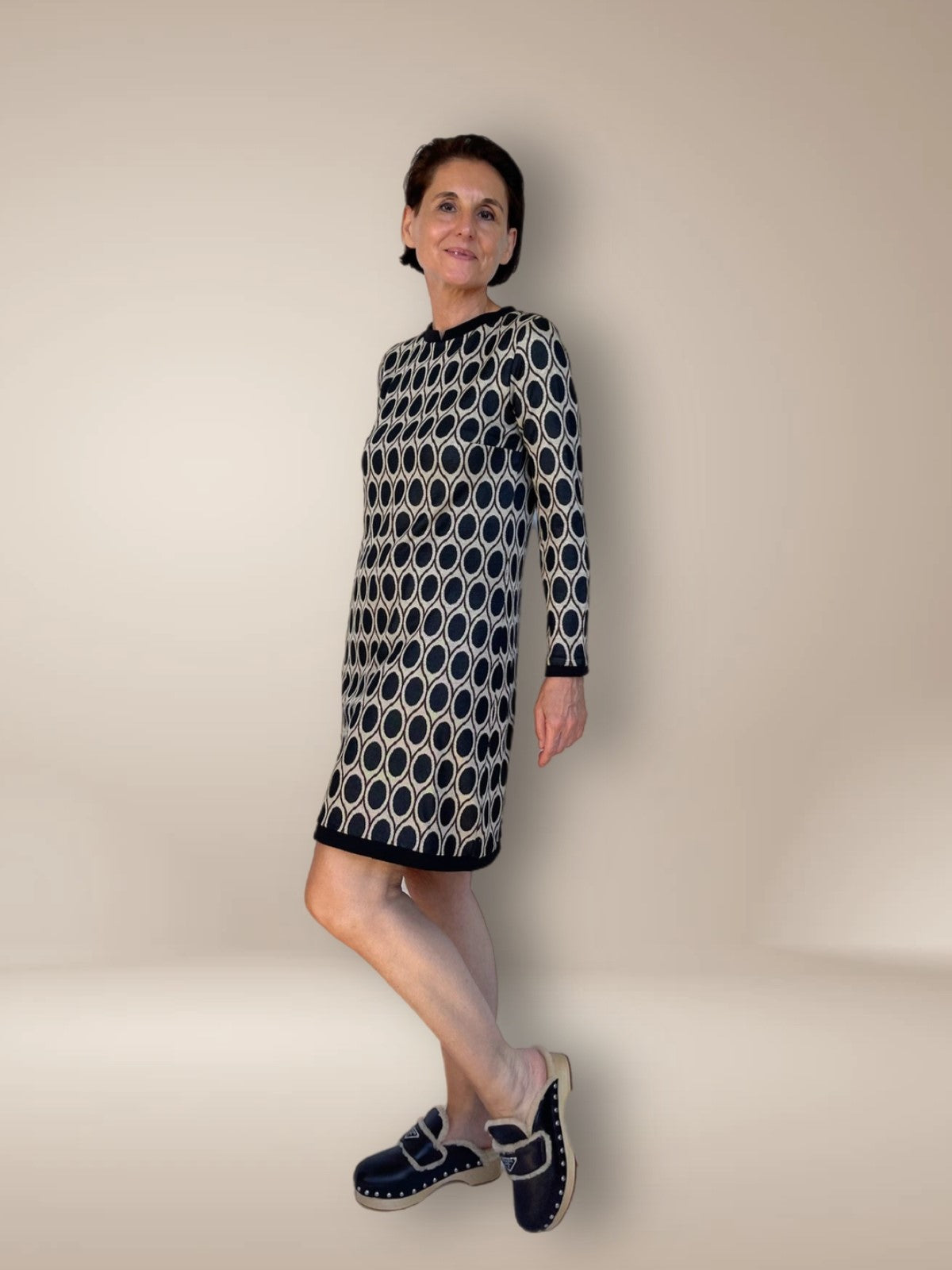 Jacquard Jerseykleid MIKA A-Linie im Retromuster