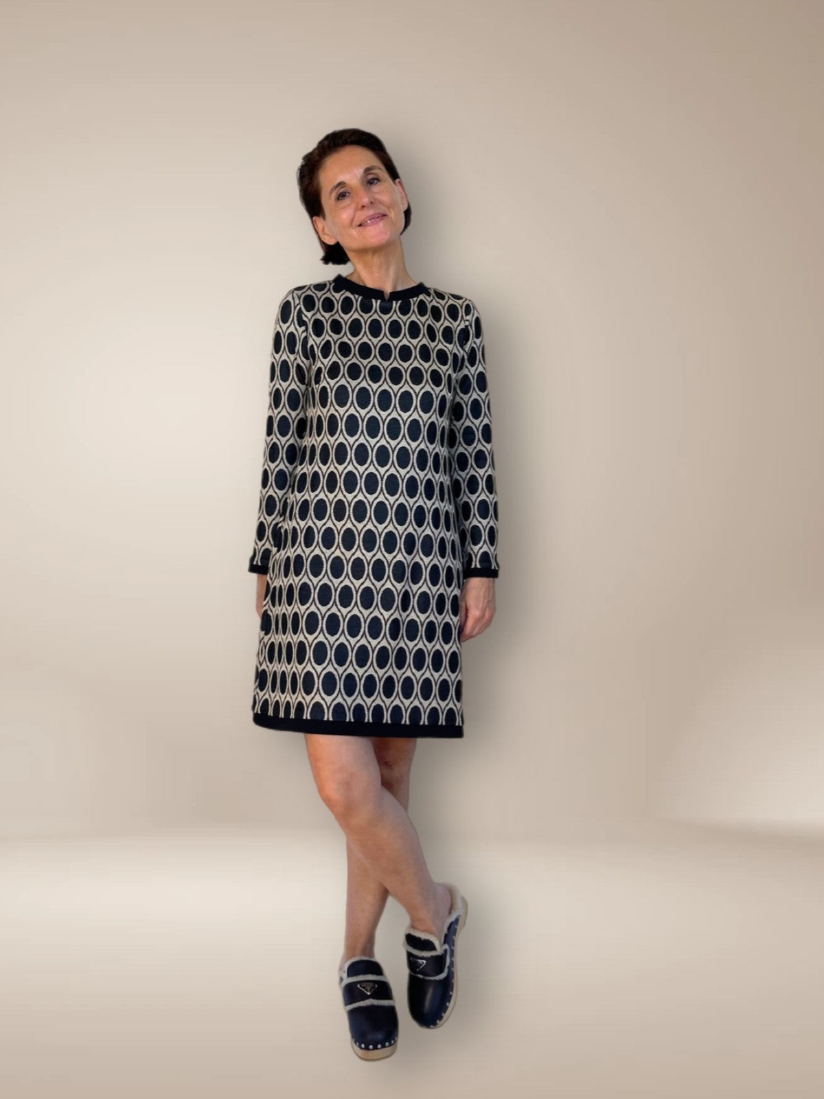 Jacquard Jerseykleid MIKA A-Linie im Retromuster