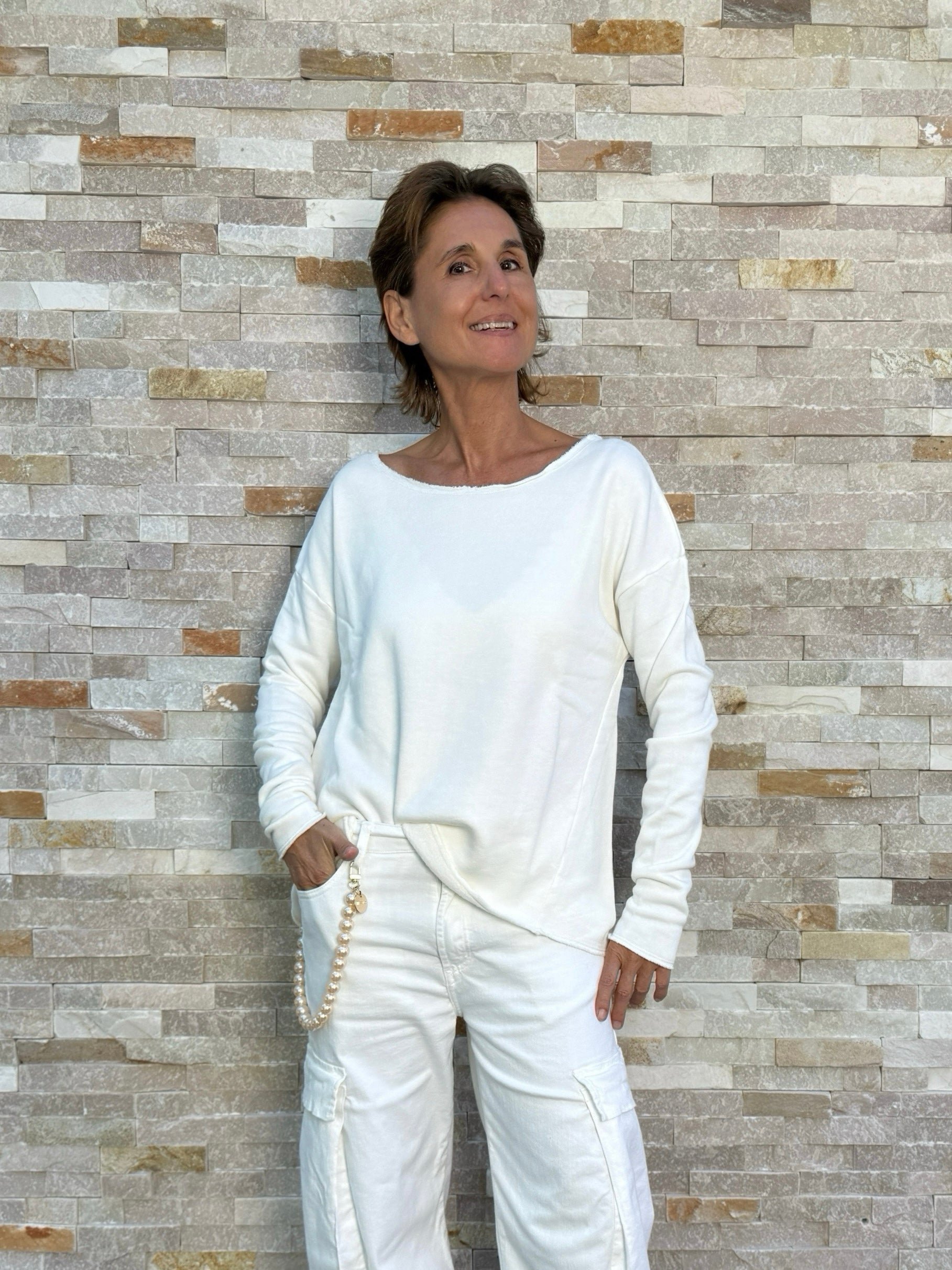 Sweatshirt GARA mit offenen Kanten in Ice