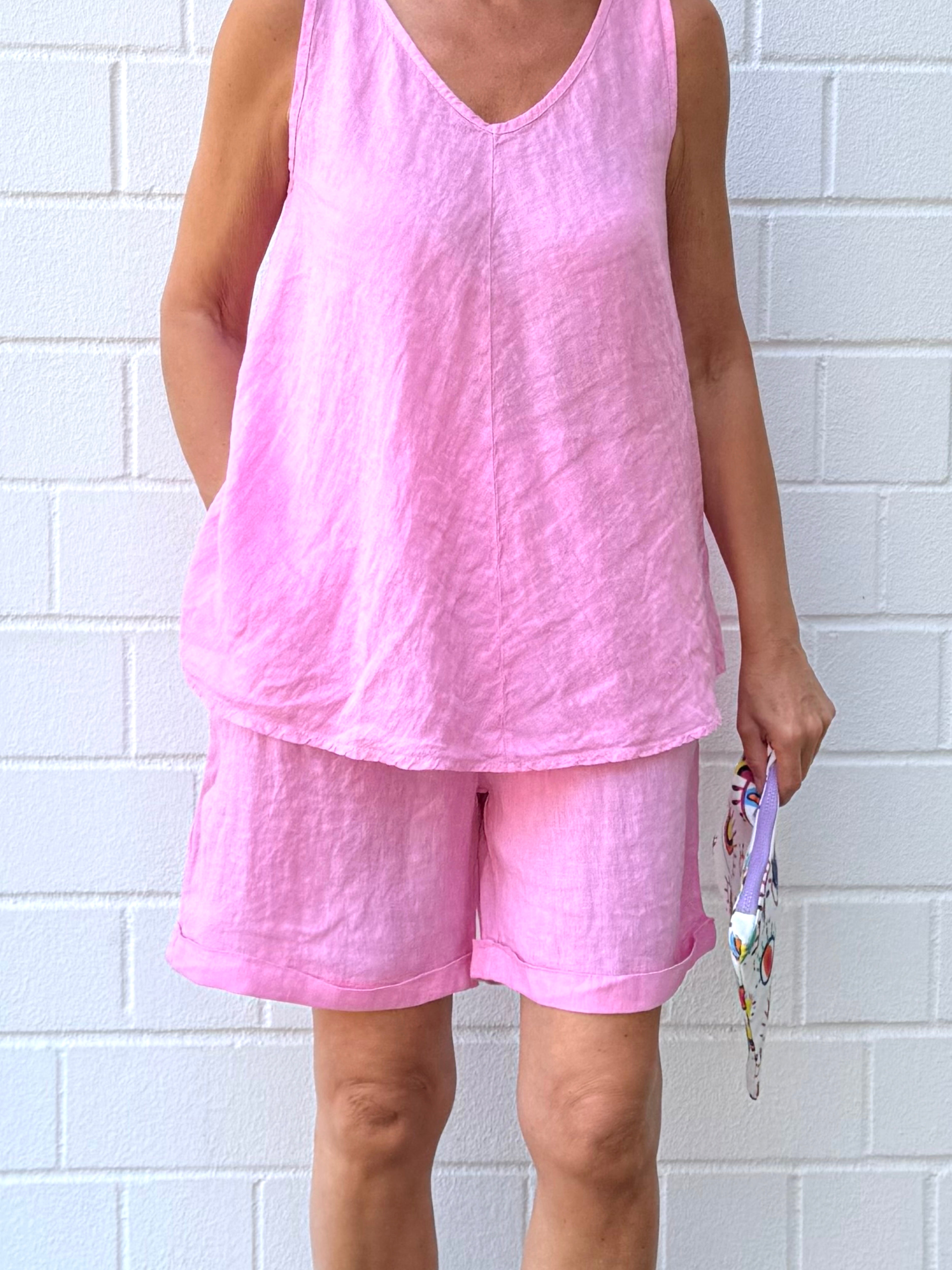 Leinen Bermudas OSCAR in Pink