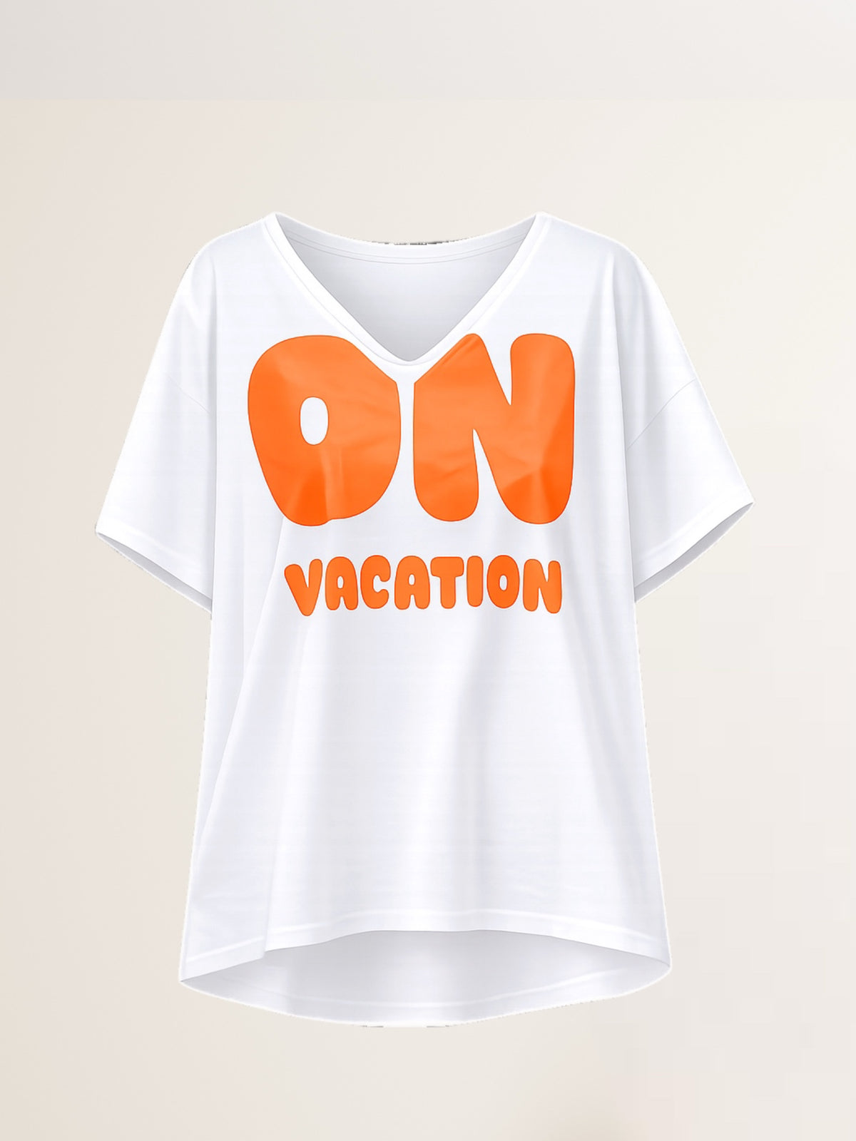 Oversized Shirt ON VACATION in Offwhite mit Neon Orange