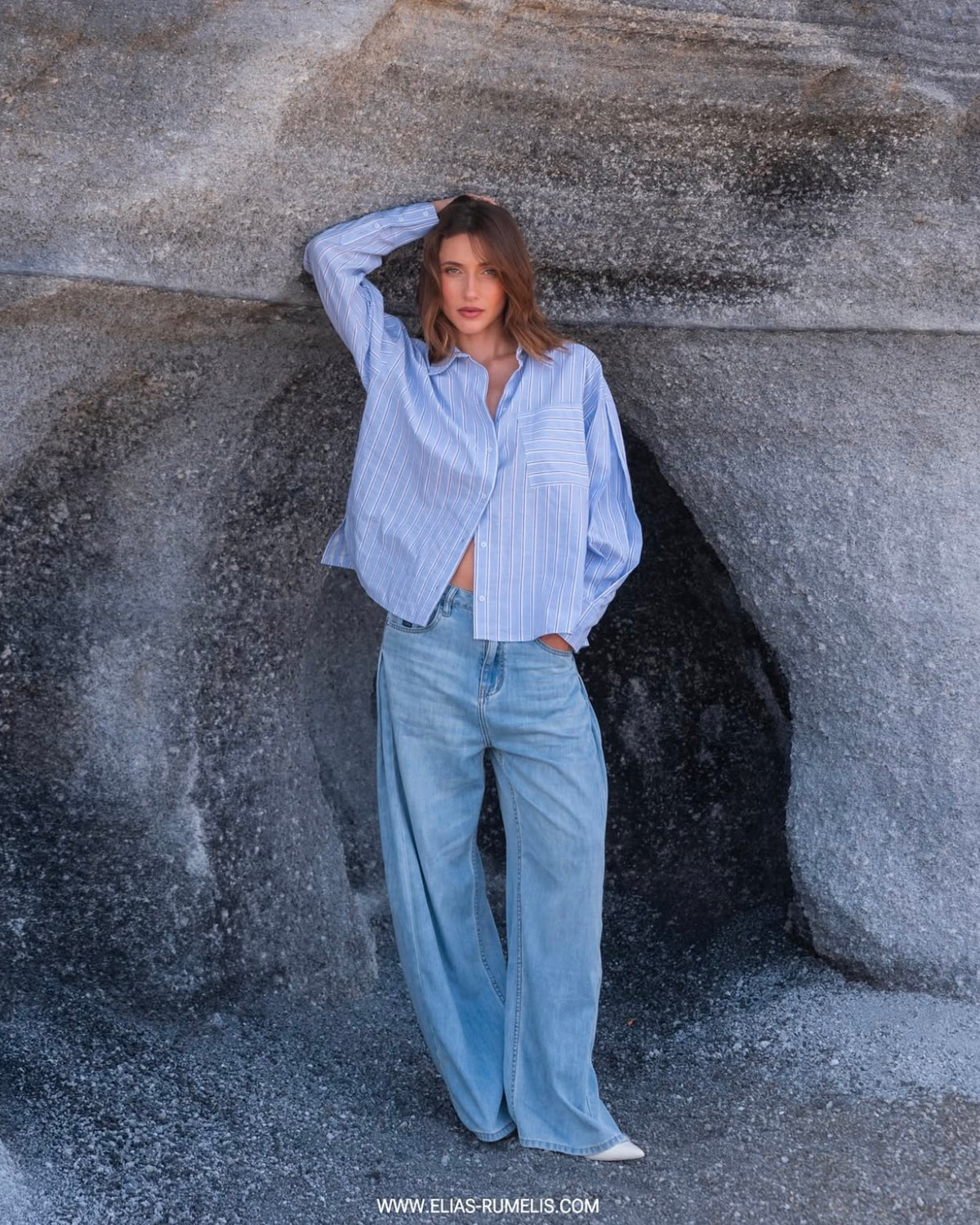 Wide Leg Jeans ER Eireen in Fence Blue