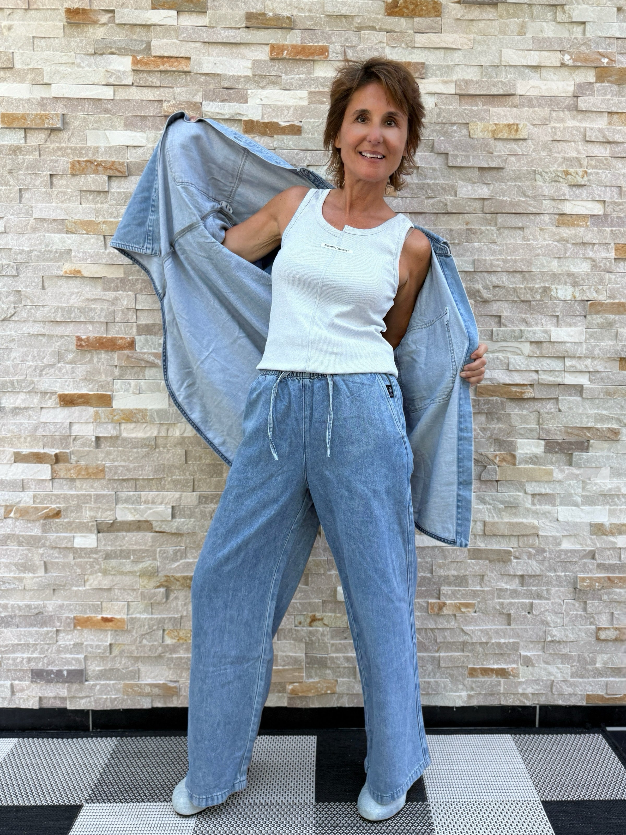 Oversized Jeans Hemd ERMELINA in splash blue
