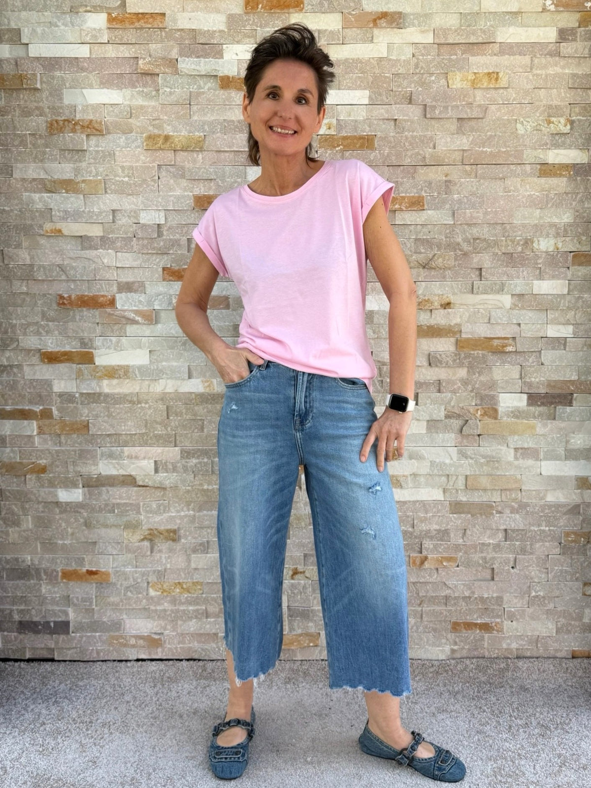 Sleeveless T-shirt back print SARDINES in Light Pink