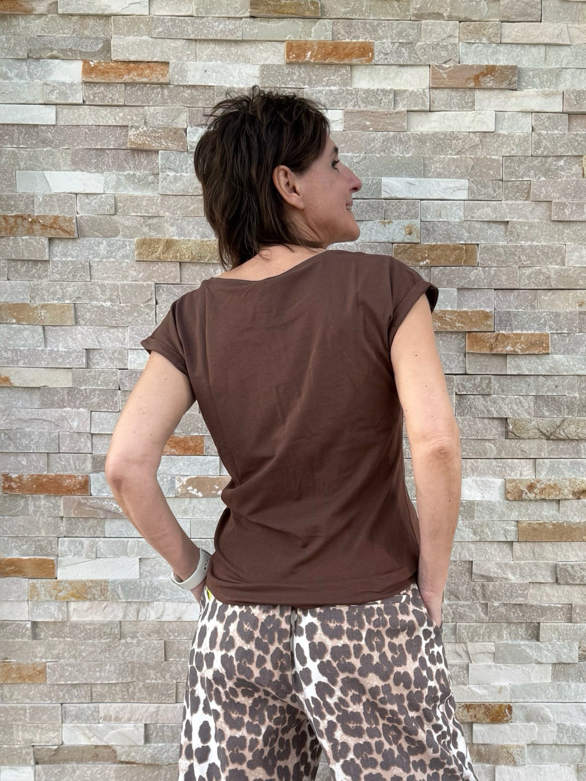 T-Shirt CIAO Bronze Print in Brown