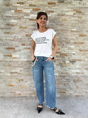 T-Shirt mit Aufschrift "Catch me" in Weiß